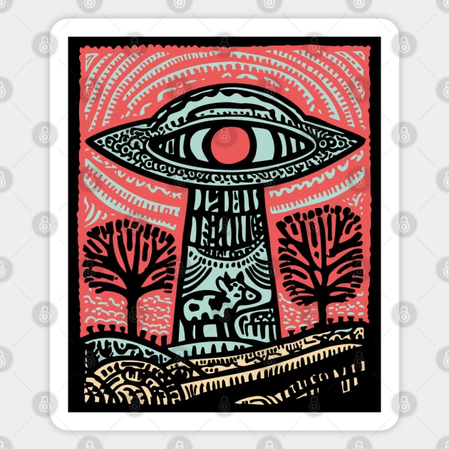 Psychedelic UFO Abduction | Ancient Alien Visitation Magnet by TuncGK